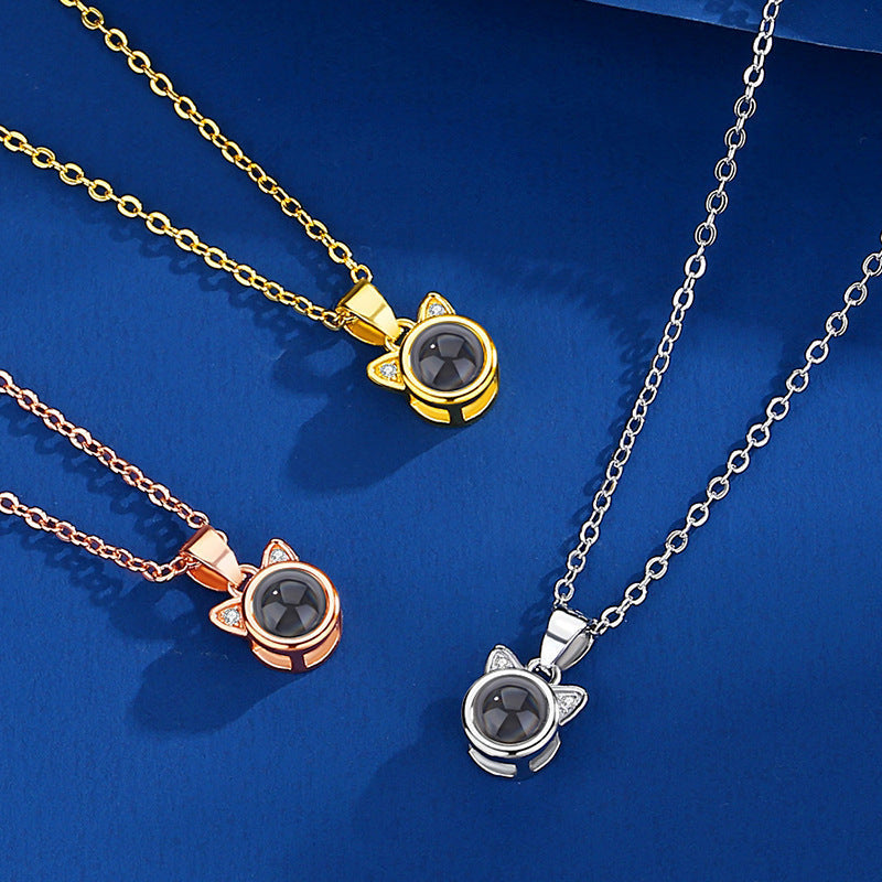 Kitten Necklace Language Projection Pendant Clavicle